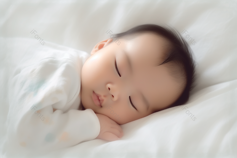 趴在白色床单被子安静甜美睡觉的宝宝,高清,摄影图,摄影图片,图片大全,摄影图免费下载
